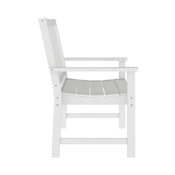 English Elm Ellsworth Commercial Grade 50" All-Weather Recycled HDPE Bench with Contoured Seat for Comfort White LE-HMP-2035-12-WHT-GG