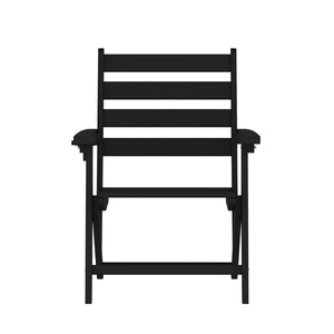 English Elm Tolleson Commercial Grade Adirondack Dining Chair with Cup Holder - Durable, Weather-Resistant Design Black LE-HMP-2037-10-BLK-GG