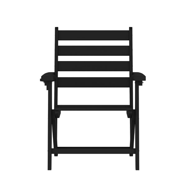 English Elm Tolleson Commercial Grade Adirondack Dining Chair with Cup Holder - Durable, Weather-Resistant Design Black LE-HMP-2037-10-BLK-GG