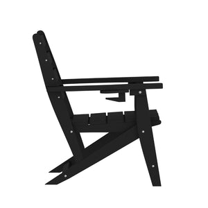 English Elm Tolleson Commercial Grade Adirondack Dining Chair with Cup Holder - Durable, Weather-Resistant Design Black LE-HMP-2037-10-BLK-GG