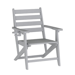 English Elm Tolleson Commercial Grade Adirondack Dining Chair with Cup Holder - Durable, Weather-Resistant Design Gray LE-HMP-2037-10-GRY-GG