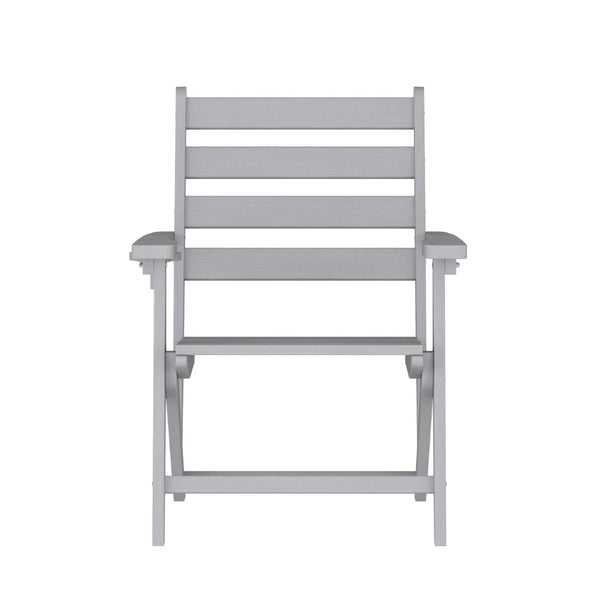 English Elm Tolleson Commercial Grade Adirondack Dining Chair with Cup Holder - Durable, Weather-Resistant Design Gray LE-HMP-2037-10-GRY-GG