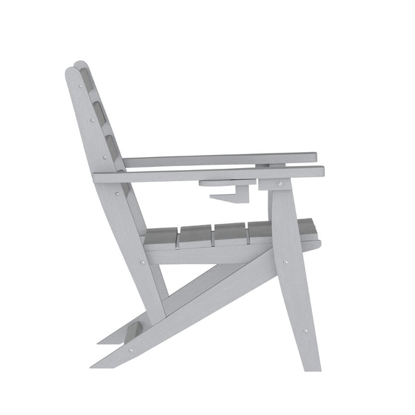 English Elm Tolleson Commercial Grade Adirondack Dining Chair with Cup Holder - Durable, Weather-Resistant Design Gray LE-HMP-2037-10-GRY-GG