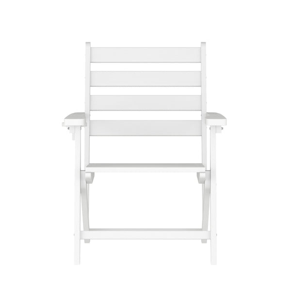 English Elm Tolleson Commercial Grade Adirondack Dining Chair with Cup Holder - Durable, Weather-Resistant Design White LE-HMP-2037-10-WHT-GG