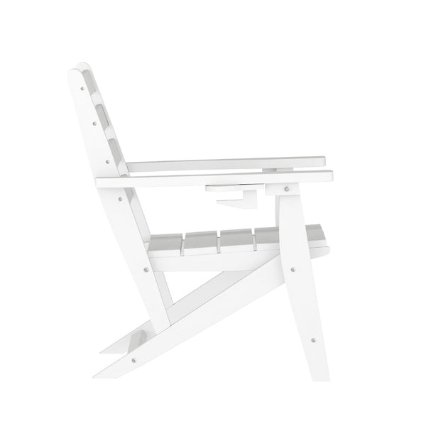English Elm Tolleson Commercial Grade Adirondack Dining Chair with Cup Holder - Durable, Weather-Resistant Design White LE-HMP-2037-10-WHT-GG