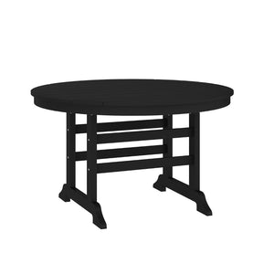 English Elm Colonel Commercial Grade 48" Round Recycled HDPE Adirondack Dining Table for Indoor/Outdoor Use Black LE-HMP-248-01-BLK-GG