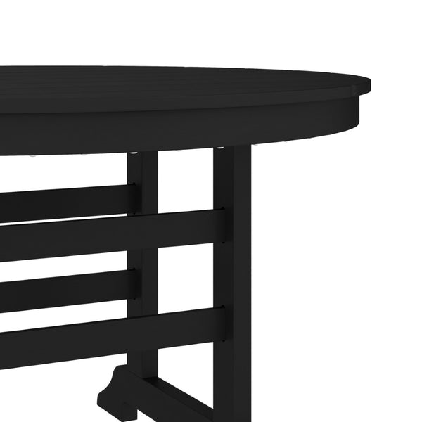 English Elm Colonel Commercial Grade 48" Round Recycled HDPE Adirondack Dining Table for Indoor/Outdoor Use Black LE-HMP-248-01-BLK-GG