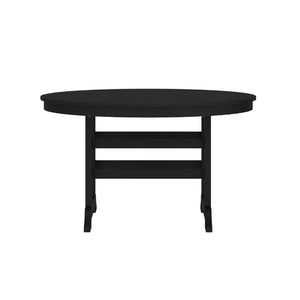English Elm Colonel Commercial Grade 48" Round Recycled HDPE Adirondack Dining Table for Indoor/Outdoor Use Black LE-HMP-248-01-BLK-GG