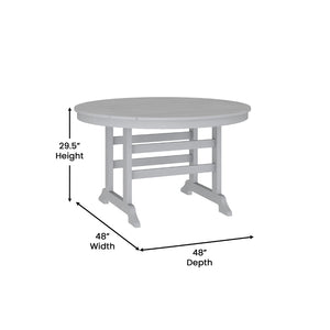English Elm Colonel Commercial Grade 48" Round Recycled HDPE Adirondack Dining Table for Indoor/Outdoor Use Gray LE-HMP-248-01-GRY-GG