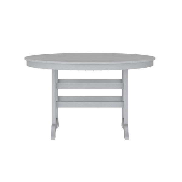 English Elm Colonel Commercial Grade 48" Round Recycled HDPE Adirondack Dining Table for Indoor/Outdoor Use Gray LE-HMP-248-01-GRY-GG