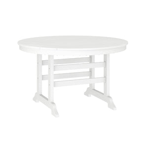 English Elm Colonel Commercial Grade 48" Round Recycled HDPE Adirondack Dining Table for Indoor/Outdoor Use White LE-HMP-248-01-WHT-GG