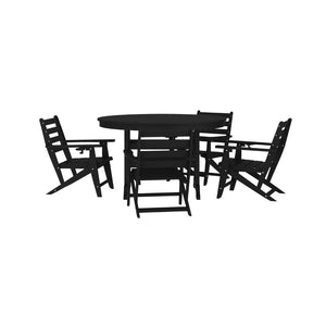 English Elm Tolleson Commercial 5-Piece Adirondack Dining Set with 48" Round Table & 4 Comfortable Chairs Black LE-HMP-248-2037-BLK-GG