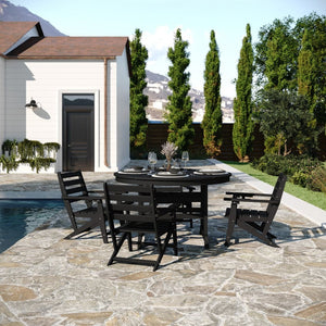 English Elm Tolleson Commercial 5-Piece Adirondack Dining Set with 48" Round Table & 4 Comfortable Chairs Black LE-HMP-248-2037-BLK-GG