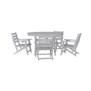 English Elm Tolleson Commercial 5-Piece Adirondack Dining Set with 48" Round Table & 4 Comfortable Chairs Gray LE-HMP-248-2037-GRY-GG
