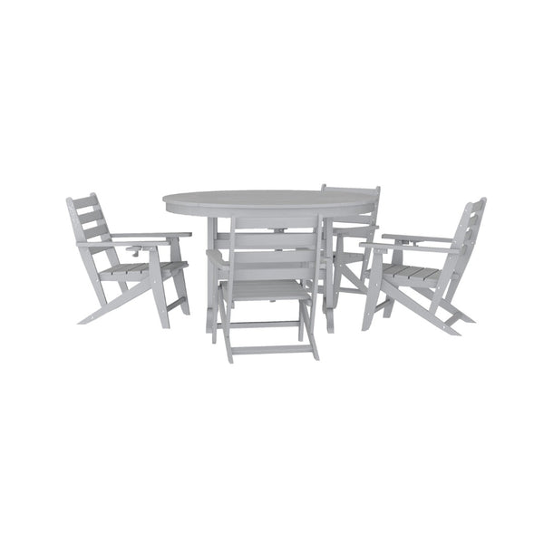 English Elm Tolleson Commercial 5-Piece Adirondack Dining Set with 48" Round Table & 4 Comfortable Chairs Gray LE-HMP-248-2037-GRY-GG