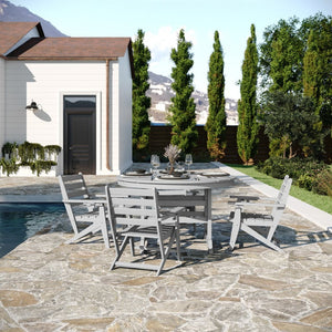 English Elm Tolleson Commercial 5-Piece Adirondack Dining Set with 48" Round Table & 4 Comfortable Chairs Gray LE-HMP-248-2037-GRY-GG