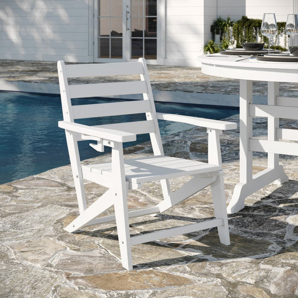 English Elm Tolleson Commercial 5-Piece Adirondack Dining Set with 48" Round Table & 4 Comfortable Chairs White LE-HMP-248-2037-WHT-GG