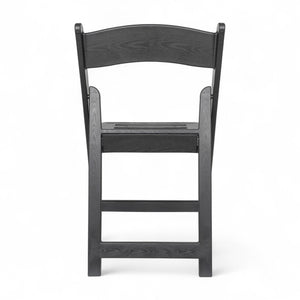English Elm HERCULES Commercial Lightweight Wood-Look Resin Folding Event Chair for Indoor/Outdoor Use Black LE-L-1-BK-SLAT-GG