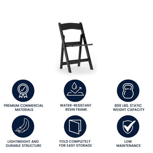 English Elm HERCULES Commercial Lightweight Wood-Look Resin Folding Event Chair for Indoor/Outdoor Use Black LE-L-1-BK-SLAT-GG