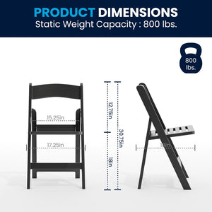 English Elm HERCULES Commercial Lightweight Wood-Look Resin Folding Event Chair for Indoor/Outdoor Use Black LE-L-1-BK-SLAT-GG