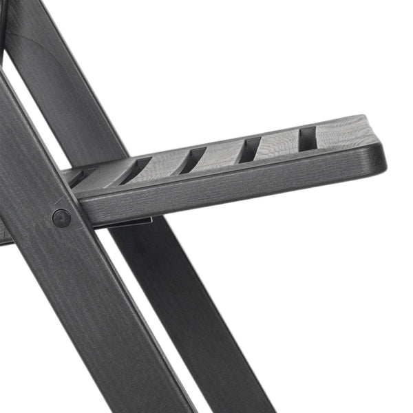 English Elm HERCULES Commercial Lightweight Wood-Look Resin Folding Event Chair for Indoor/Outdoor Use Black LE-L-1-BK-SLAT-GG