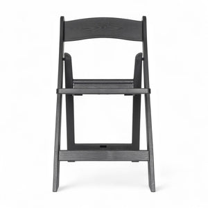 English Elm HERCULES Commercial Lightweight Wood-Look Resin Folding Event Chair for Indoor/Outdoor Use Black LE-L-1-BK-SLAT-GG