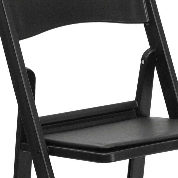 English Elm HERCULES 2 Pack Durable Indoor/Outdoor Folding Event Chairs with Classic Wood Look for Any Space Black 2-LE-L-1-BLACK-GG