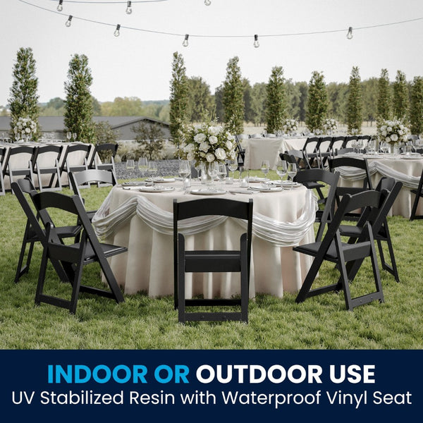 English Elm HERCULES 2 Pack Durable Indoor/Outdoor Folding Event Chairs with Classic Wood Look for Any Space Black 2-LE-L-1-BLACK-GG