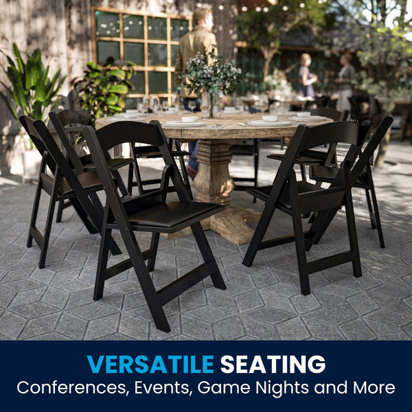 English Elm HERCULES 2 Pack Durable Indoor/Outdoor Folding Event Chairs with Classic Wood Look for Any Space Black 2-LE-L-1-BLACK-GG