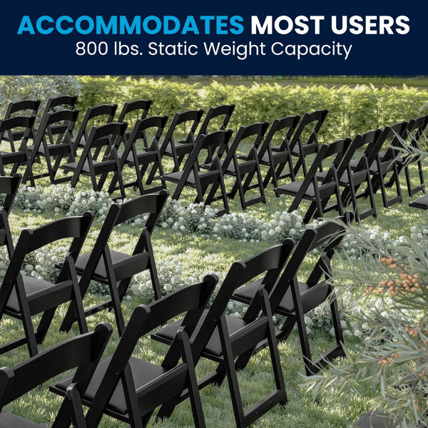 English Elm HERCULES 2 Pack Durable Indoor/Outdoor Folding Event Chairs with Classic Wood Look for Any Space Black 2-LE-L-1-BLACK-GG