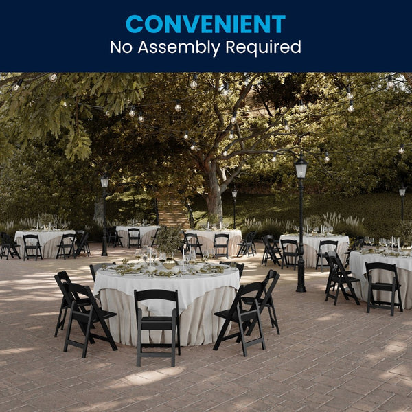 English Elm HERCULES 2 Pack Durable Indoor/Outdoor Folding Event Chairs with Classic Wood Look for Any Space Black 2-LE-L-1-BLACK-GG