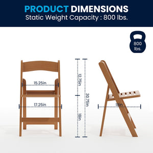 English Elm HERCULES Commercial Lightweight Wood-Look Resin Folding Event Chair for Indoor/Outdoor Use Chestnut LE-L-1-CHSNT-SLAT-GG