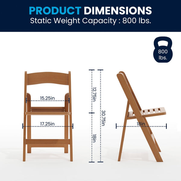English Elm HERCULES Commercial Lightweight Wood-Look Resin Folding Event Chair for Indoor/Outdoor Use Chestnut LE-L-1-CHSNT-SLAT-GG