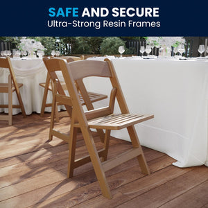 English Elm HERCULES Commercial Lightweight Wood-Look Resin Folding Event Chair for Indoor/Outdoor Use Chestnut LE-L-1-CHSNT-SLAT-GG