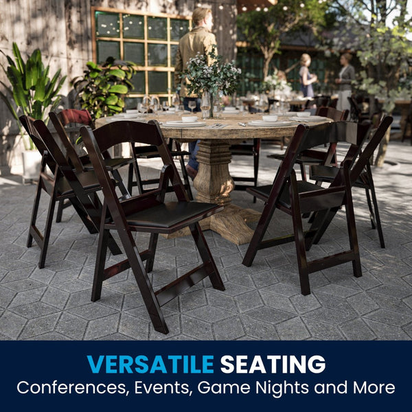 English Elm HERCULES 2 Pack Durable Indoor/Outdoor Folding Event Chairs with Classic Wood Look for Any Space Red Mahogany 2-LE-L-1-MAH-GG