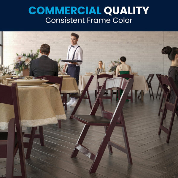 English Elm HERCULES 2 Pack Durable Indoor/Outdoor Folding Event Chairs with Classic Wood Look for Any Space Red Mahogany 2-LE-L-1-MAH-GG