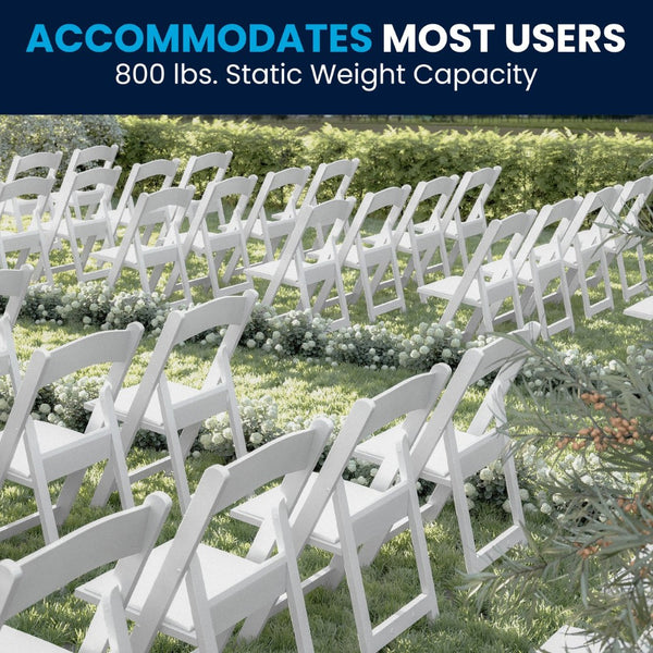 English Elm HERCULES 2 Pack Durable Indoor/Outdoor Folding Event Chairs with Classic Wood Look for Any Space White 2-LE-L-1-WHITE-GG