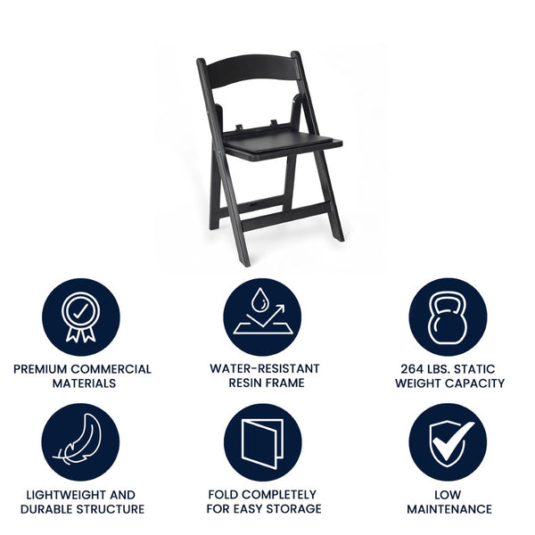 English Elm HERCULES Kids Folding Chair – Durable, Lightweight, Waterproof Seat for Indoor and Outdoor Events Black LE-L-1K-BK-GG