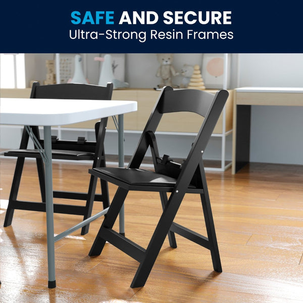 English Elm HERCULES Kids Folding Chair – Durable, Lightweight, Waterproof Seat for Indoor and Outdoor Events Black LE-L-1K-BK-GG