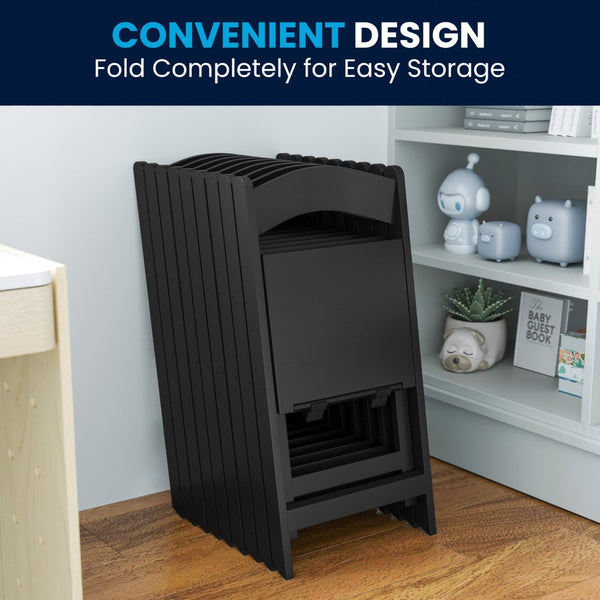 English Elm HERCULES Kids Folding Chair – Durable, Lightweight, Waterproof Seat for Indoor and Outdoor Events Black LE-L-1K-BK-GG