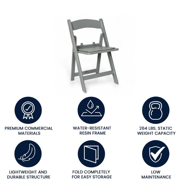 English Elm HERCULES Kids Folding Chair – Durable, Lightweight, Waterproof Seat for Indoor and Outdoor Events Gray LE-L-1K-GY-GG