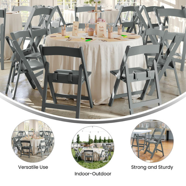 English Elm HERCULES Kids Folding Chair – Durable, Lightweight, Waterproof Seat for Indoor and Outdoor Events Gray LE-L-1K-GY-GG