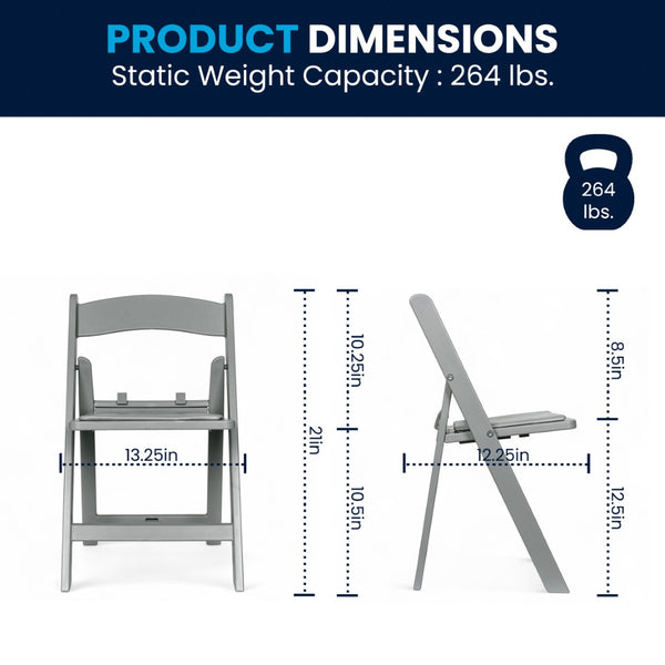 English Elm HERCULES Kids Folding Chair – Durable, Lightweight, Waterproof Seat for Indoor and Outdoor Events Gray LE-L-1K-GY-GG