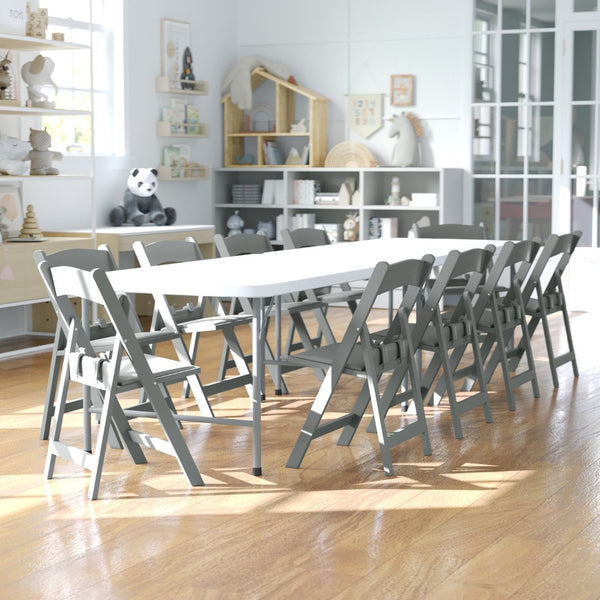 English Elm HERCULES Kids Folding Chair – Durable, Lightweight, Waterproof Seat for Indoor and Outdoor Events Gray LE-L-1K-GY-GG