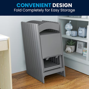 English Elm HERCULES Kids Folding Chair – Durable, Lightweight, Waterproof Seat for Indoor and Outdoor Events Gray LE-L-1K-GY-GG