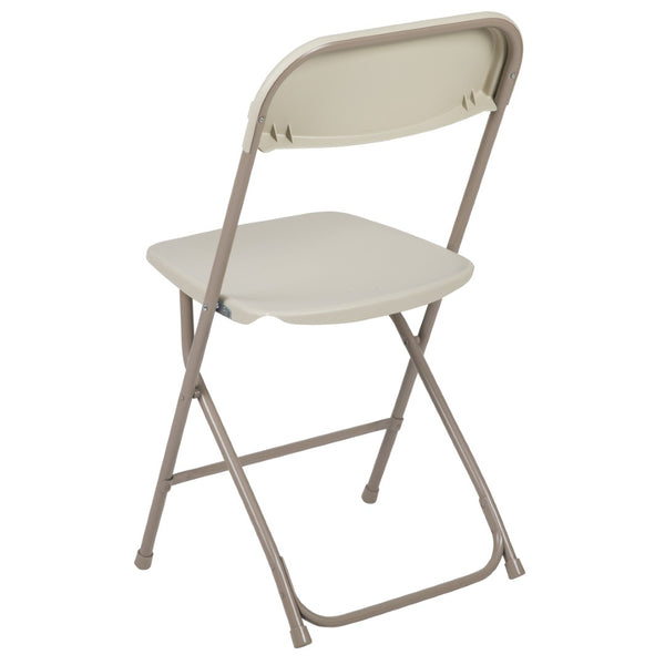 English Elm Hercules Series Plastic Folding Chair Set - Durable, Comfortable 650LB Capacity for Events & Gatherings Beige 2-LE-L-3-BEIGE-GG