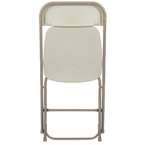English Elm Hercules Series Plastic Folding Chair Set - Durable, Comfortable 650LB Capacity for Events & Gatherings Beige 2-LE-L-3-BEIGE-GG