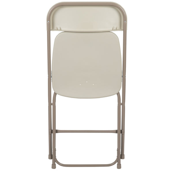 English Elm Hercules Series Plastic Folding Chair Set - Durable, Comfortable 650LB Capacity for Events & Gatherings Beige 2-LE-L-3-BEIGE-GG