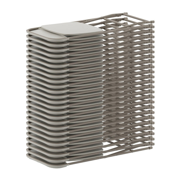 English Elm Hercules Series Plastic Folding Chair Set - Durable, Comfortable 650LB Capacity for Events & Gatherings Beige 2-LE-L-3-BEIGE-GG