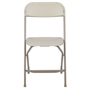 English Elm Hercules Series Plastic Folding Chair Set - Durable, Comfortable 650LB Capacity for Events & Gatherings Beige 2-LE-L-3-BEIGE-GG